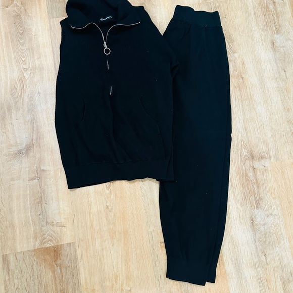 PrettyGarden Sweaters - Elegant Black Women's Sweater Jogger Set